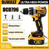 2025 Dewalt 2000RPM Cordless Electric Drill Brushless Driver Adjustable Speed Impact Hand Drill Rechargeable Power Tools DCD796